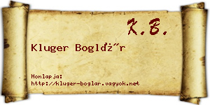 Kluger Boglár névjegykártya